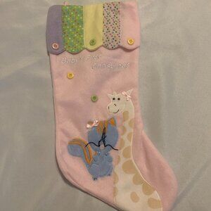 Baby First Christmas Stocking with Giraffe and Kitten